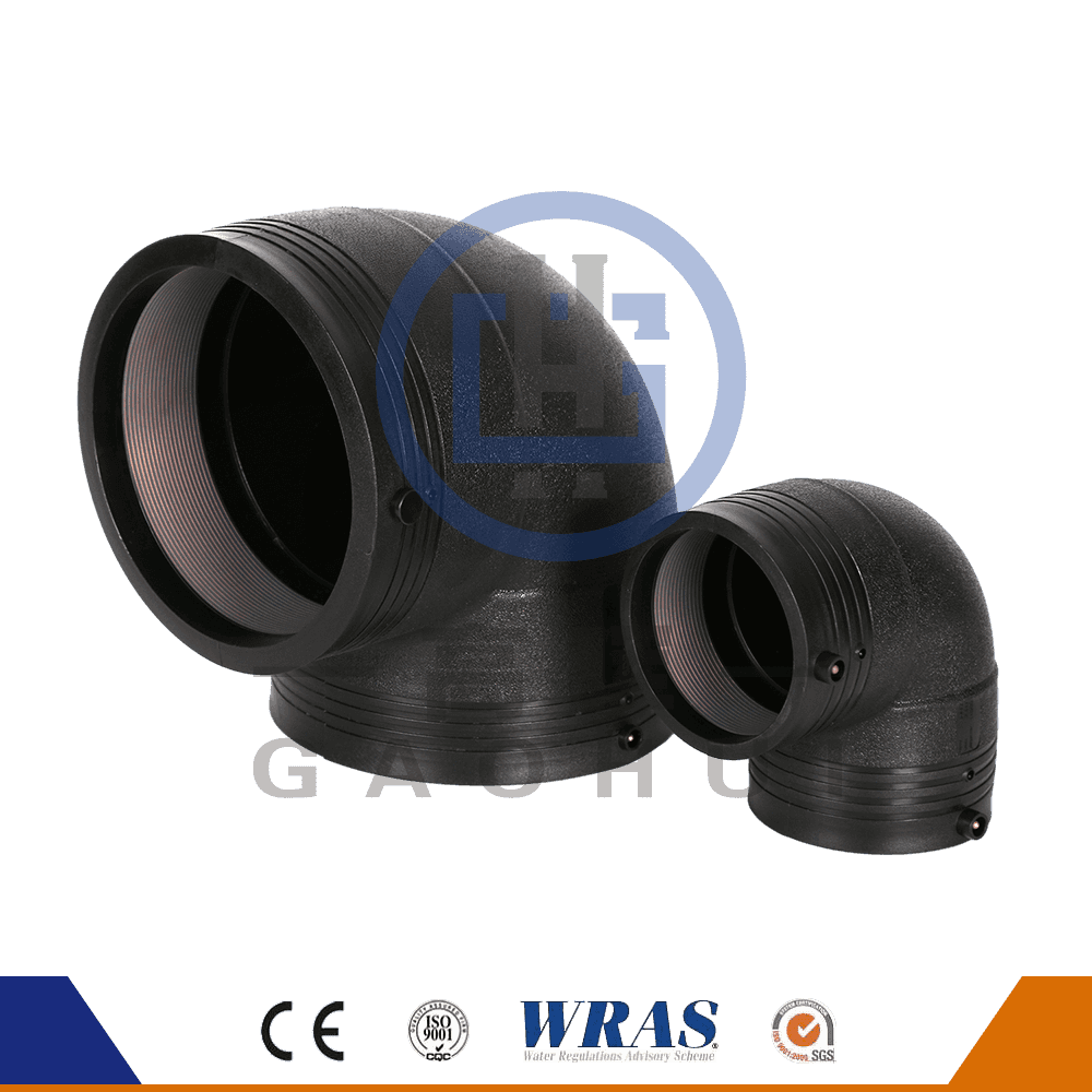 HDPE ขึ้นรูปอิเล็กโทรฟิวชั่น 90 องศาโค้งงอสำหรับน้ำประปา HDPE ขึ้นรูปอิเล็กโทรฟิวชั่น 90 องศาโค้งงอสำหรับน้ำประปา